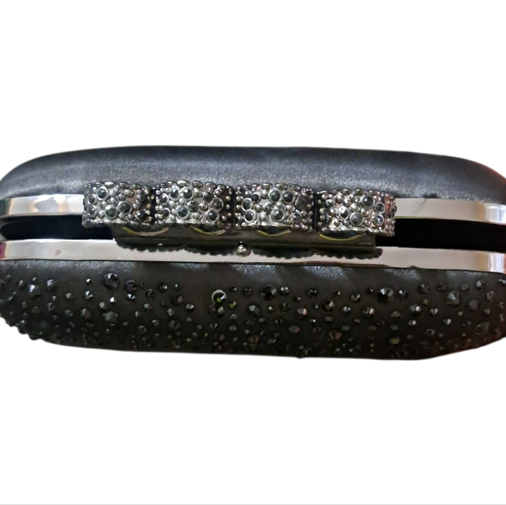 Express Black Satin & Rhinstone Kuckle Clutch - Picture 4 of 7